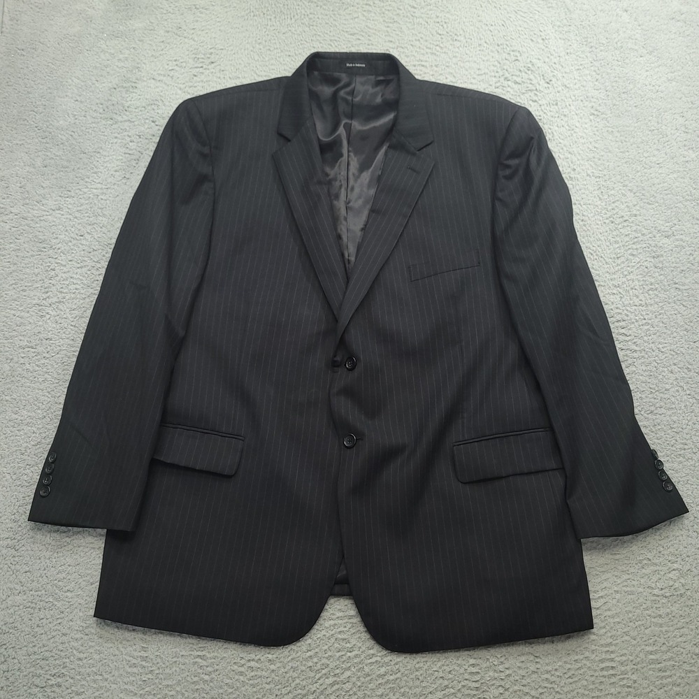 Pronto Uomo Men's 52R (45) Black Pinstripe 100% Wool Blazer Jacket‎